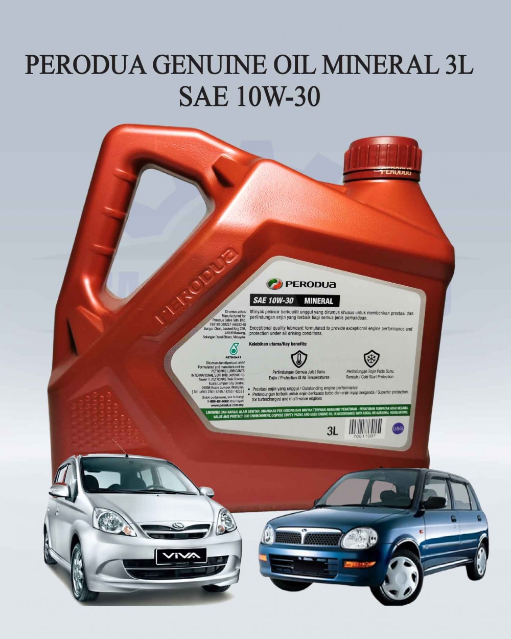 Perodua Mineral Engine Oil Original SAE 10W30 3L (100 ORIGINAL